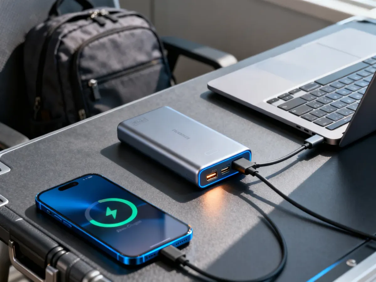 Powerbank USB-C ładuje laptop i smartfon podczas podróży